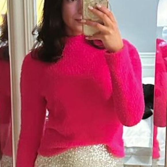 Anthropologie neon pink fuzzy sweater - Picture 5 of 6